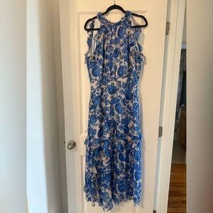 Alex Marie Floral Blue and White Sleeveless Dress